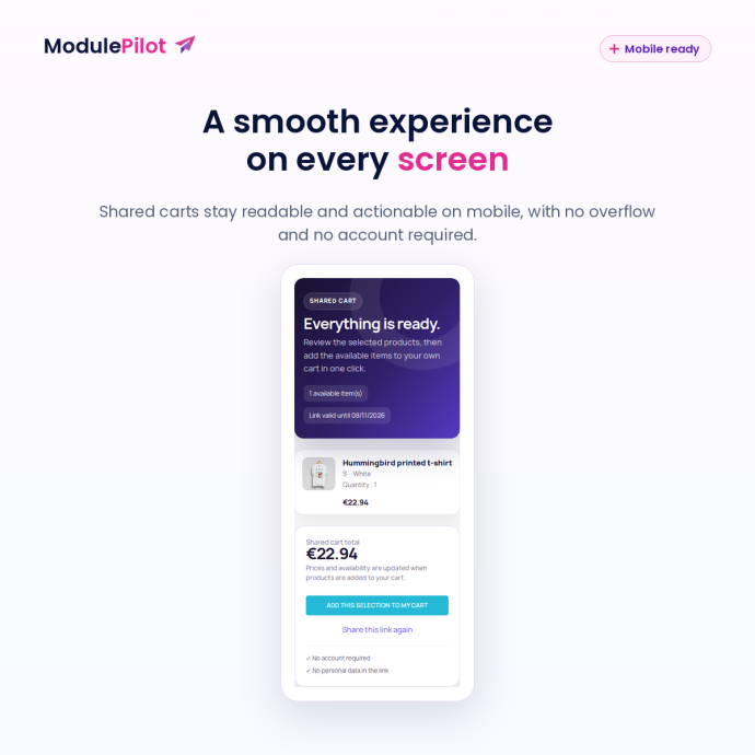 Responsive shared-cart experience on mobile