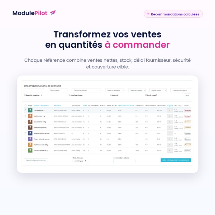 MP Stock Planner FR — Recommandations