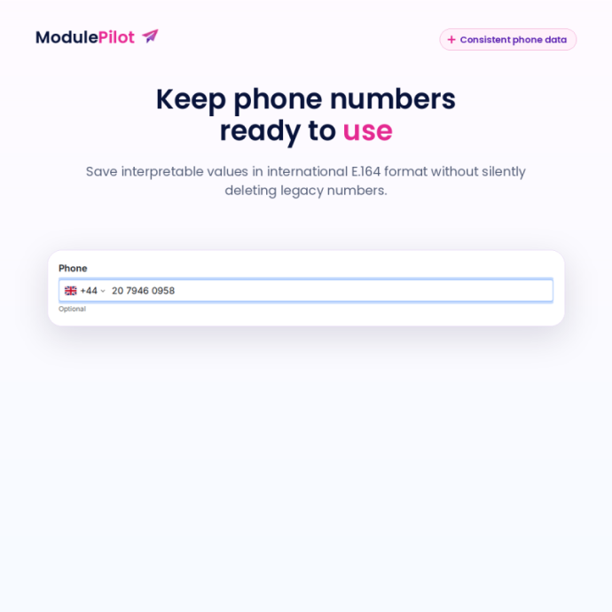 Consistent phone number input during checkout