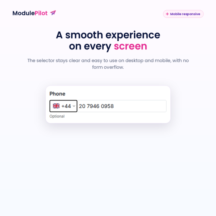 Responsive phone country selector on mobile