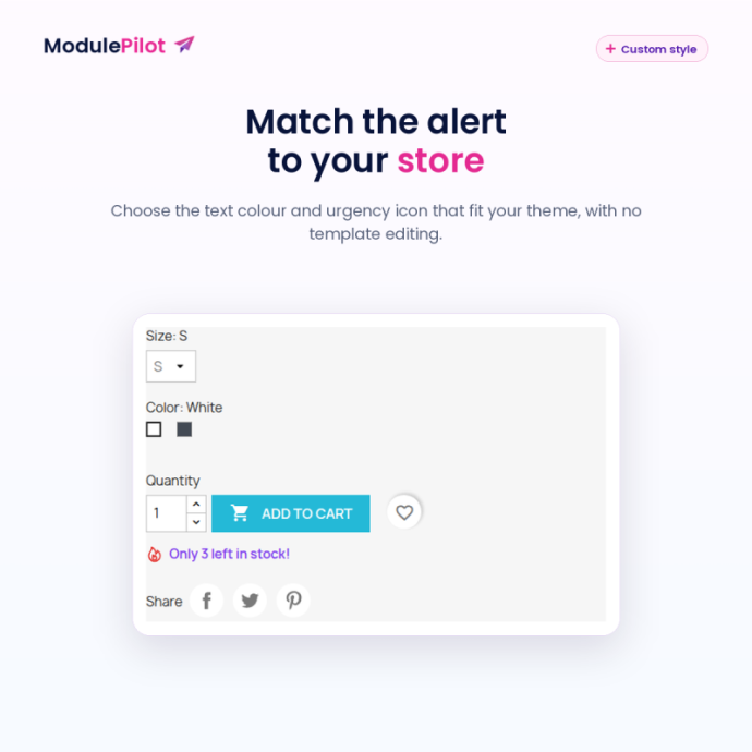 Custom low-stock alert colour and urgency icon