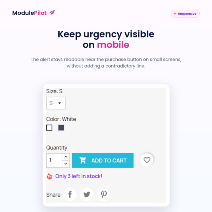 Responsive low-stock alert on mobile