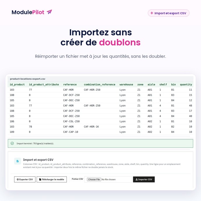 Import et export CSV sans doublons