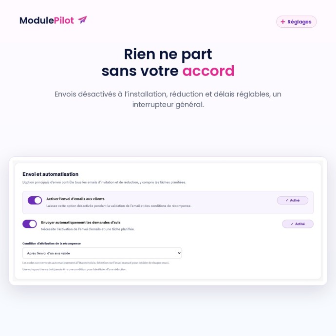 Réglages : rien ne part sans votre accord