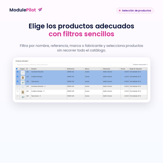 Elige los productos adecuados con filtros sencillos