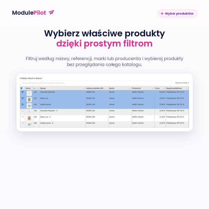 Wybierz właściwe produkty dzięki prostym filtrom