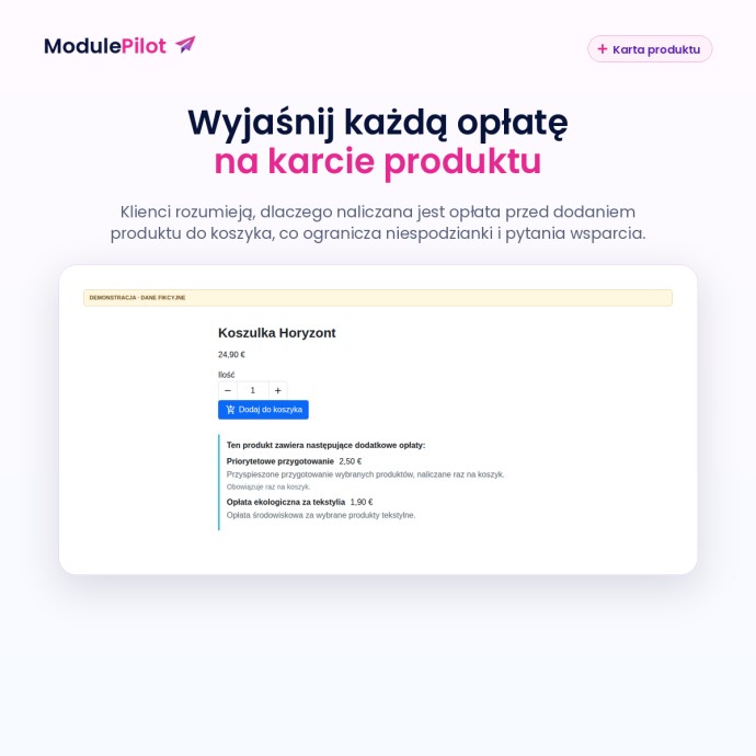Wyjaśnij każdą opłatę na karcie produktu