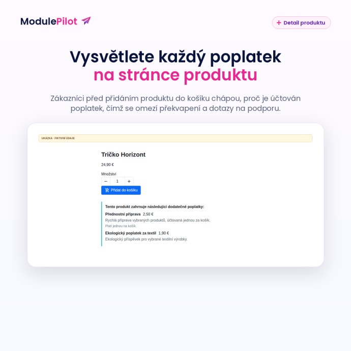 Vysvětlete každý poplatek na stránce produktu