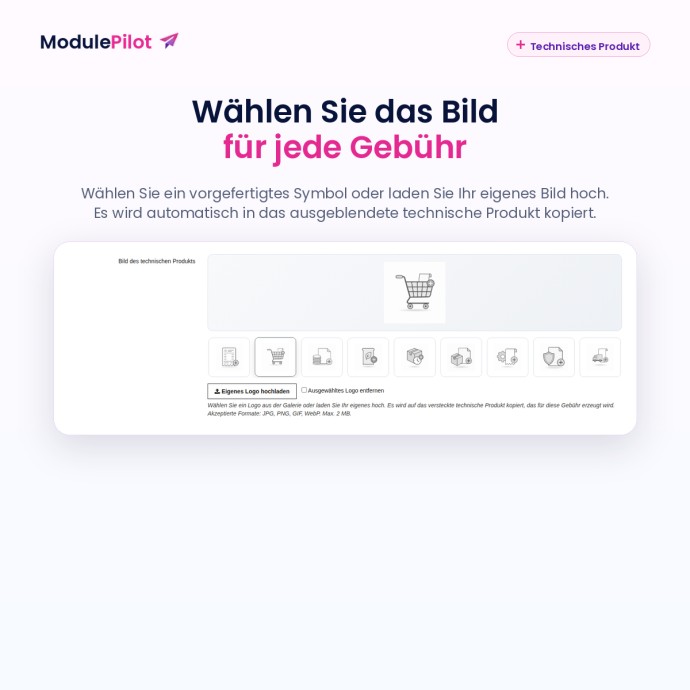 Wählen Sie das Bild für jede Gebühr
