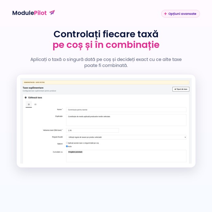 Controlați fiecare taxă pe coș și în combinație