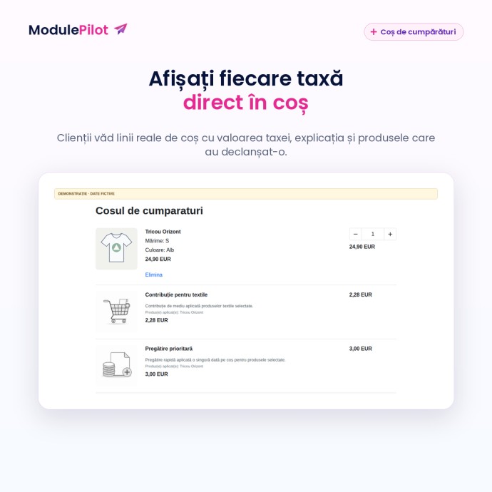 Afișați fiecare taxă direct în coș