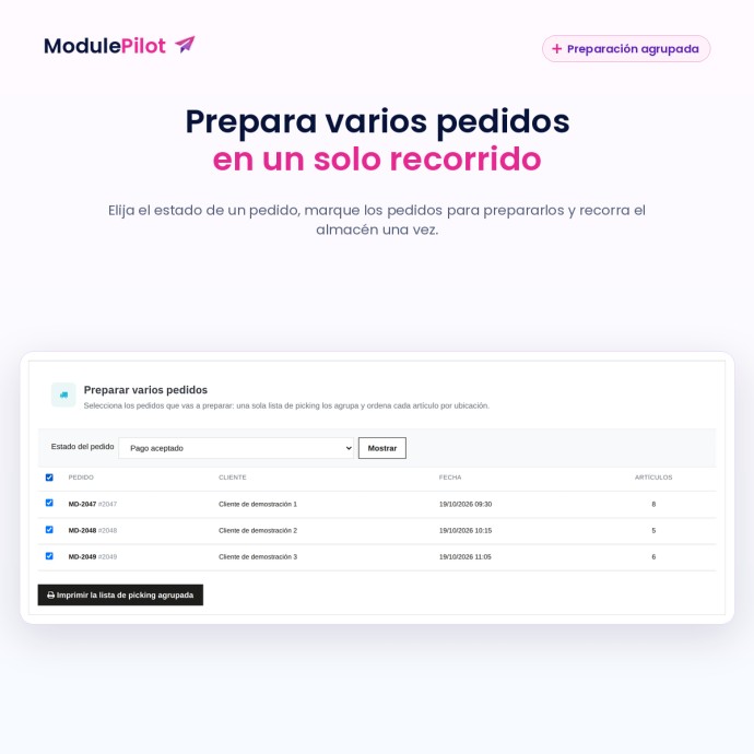 Prepara varios pedidos en un solo recorrido