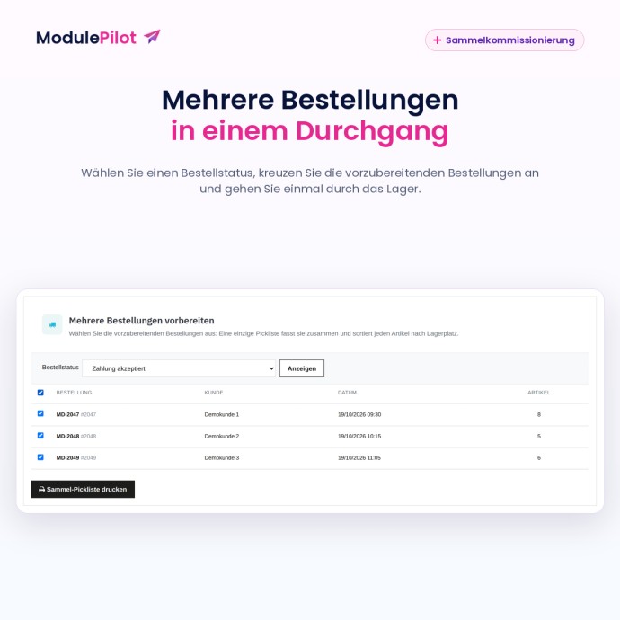 Mehrere Bestellungen in einem Durchgang