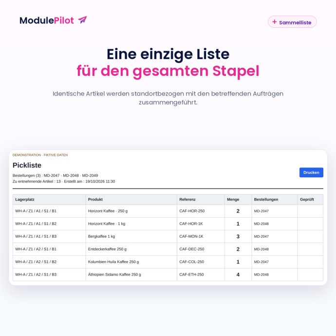 Eine einzige Liste für den gesamten Stapel