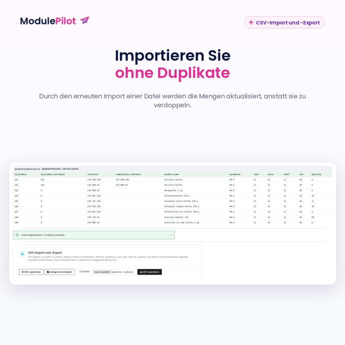 Importieren Sie ohne Duplikate