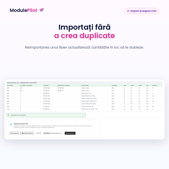 Importați fără a crea duplicate