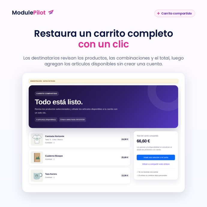 Restaura un carrito completo con un clic