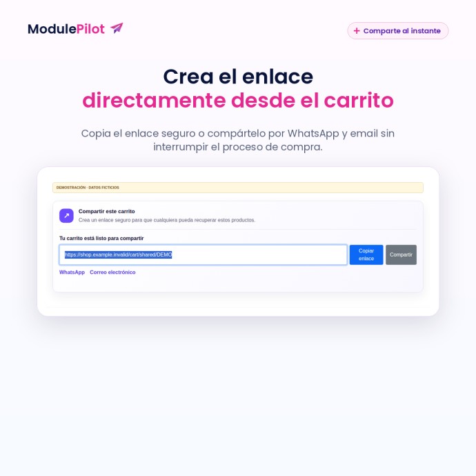 Crea el enlace directamente desde el carrito