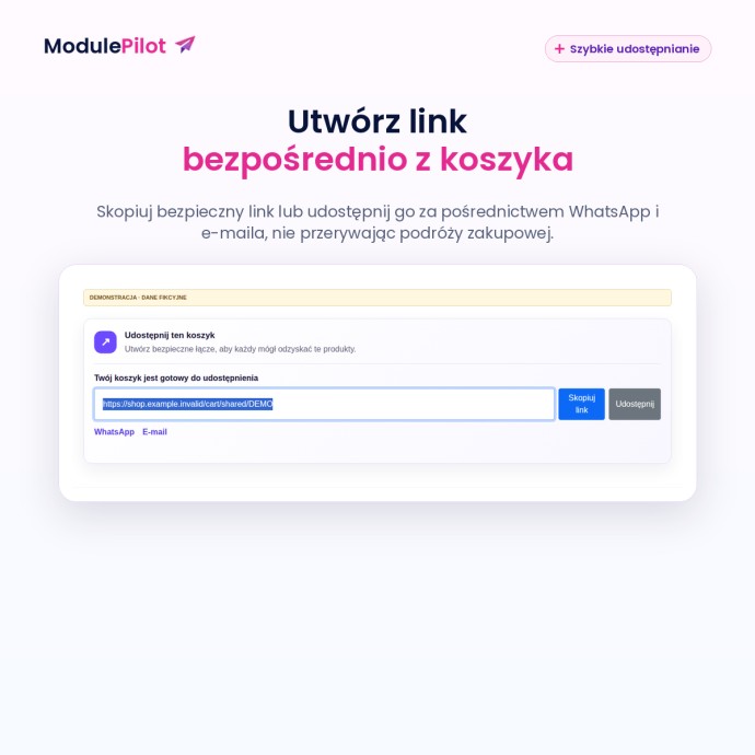 Utwórz link bezpośrednio z koszyka