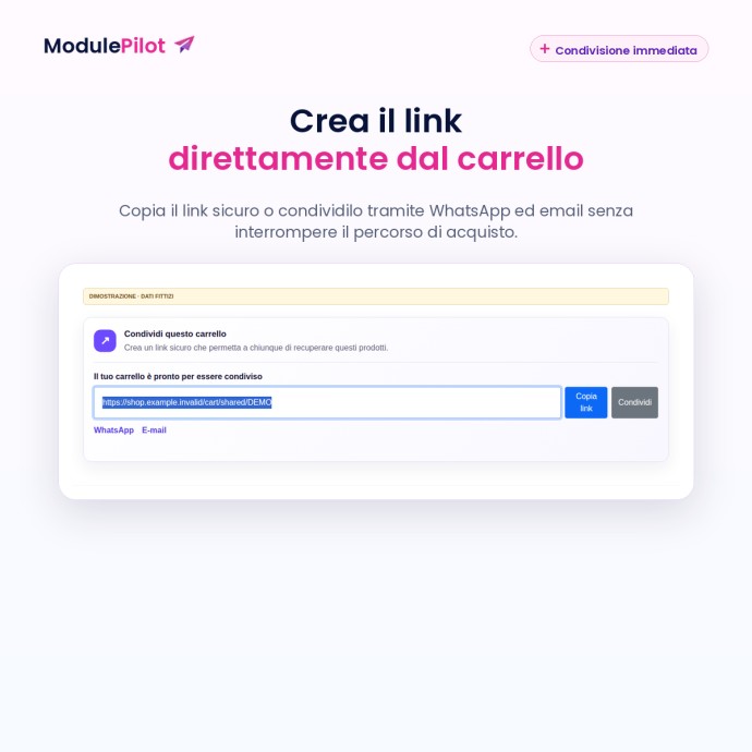 Crea il link direttamente dal carrello