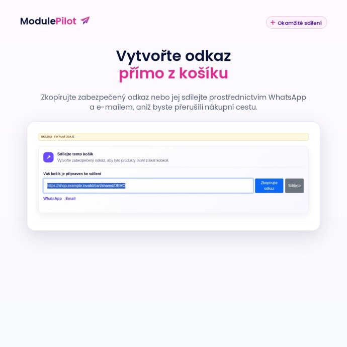 Vytvořte odkaz přímo z košíku