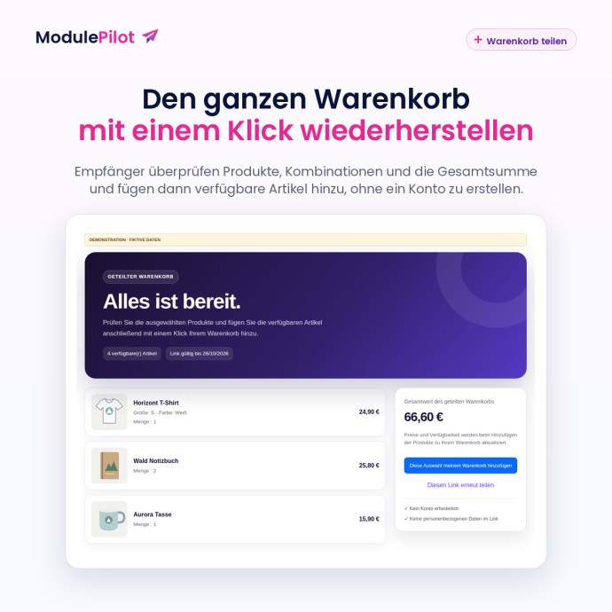 Den ganzen Warenkorb mit einem Klick wiederherstellen