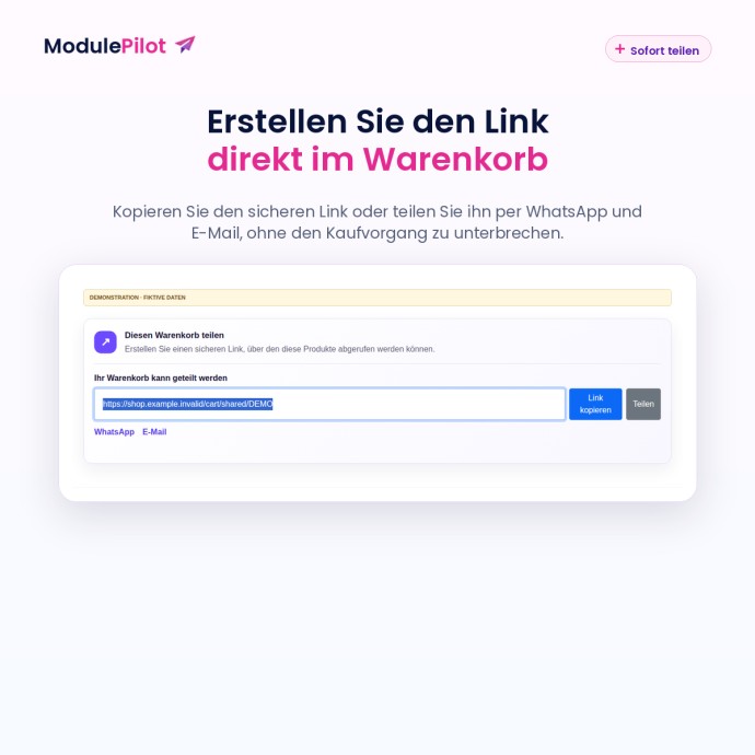 Erstellen Sie den Link direkt im Warenkorb