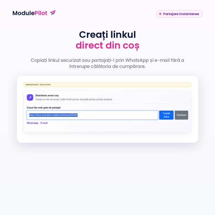 Creați linkul direct din coș