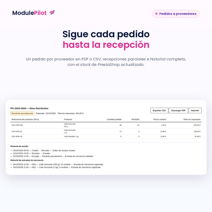 Sigue cada pedido hasta la recepción