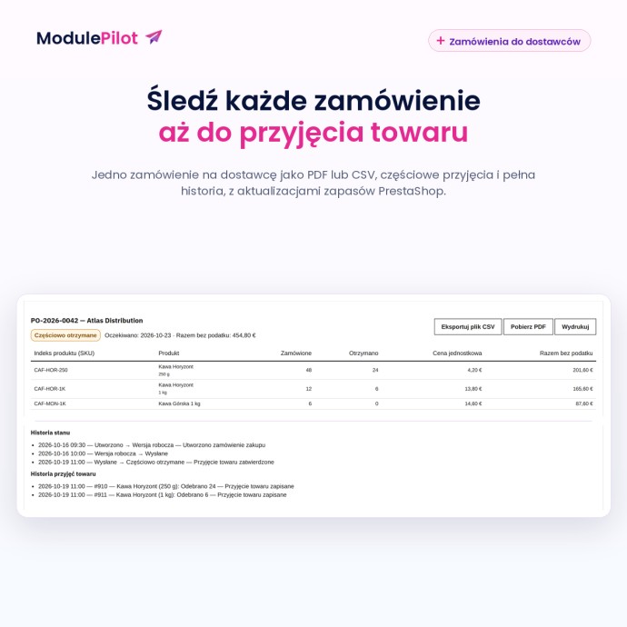 Śledź każde zamówienie aż do przyjęcia towaru