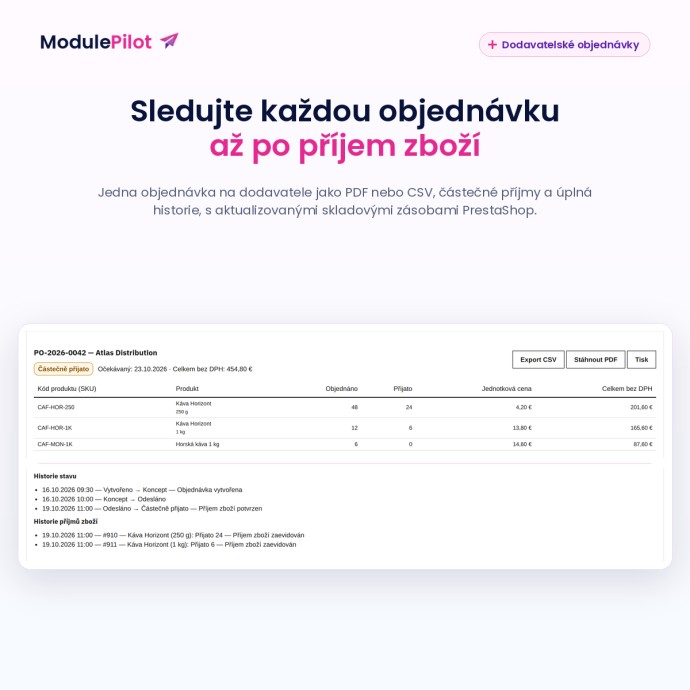 Sledujte každou objednávku až po příjem zboží