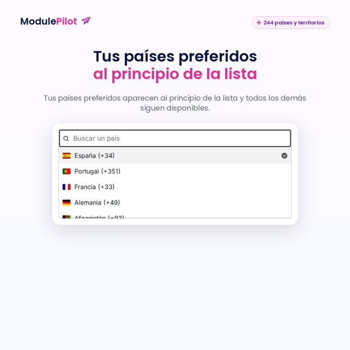 Tus países preferidos al principio de la lista