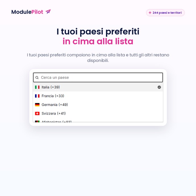 I tuoi paesi preferiti in cima alla lista