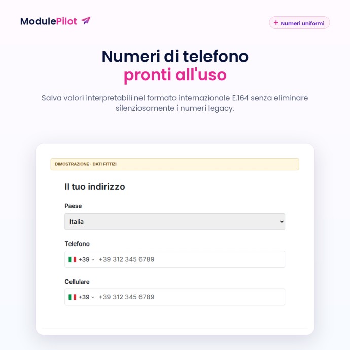 Numeri di telefono pronti all'uso