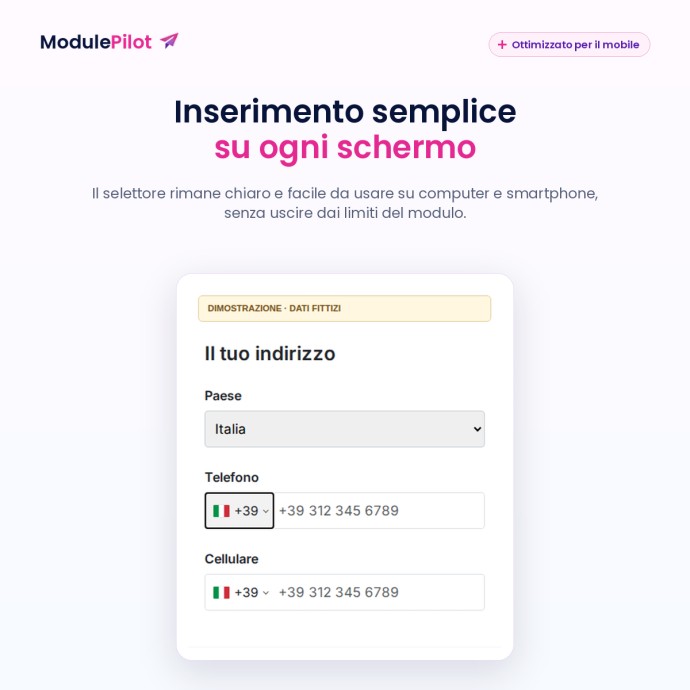 Inserimento semplice su ogni schermo