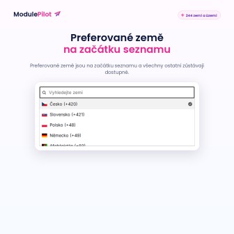 Preferované země na začátku seznamu