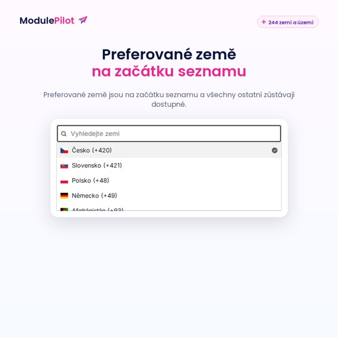 Preferované země na začátku seznamu