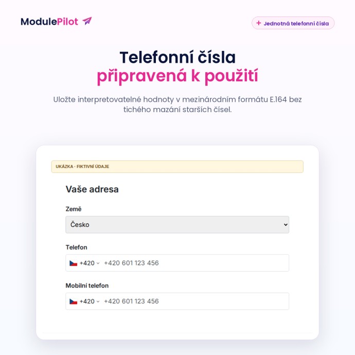 Telefonní čísla připravená k použití