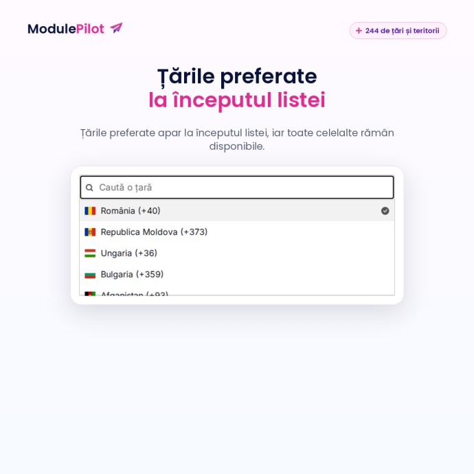Țările preferate la începutul listei