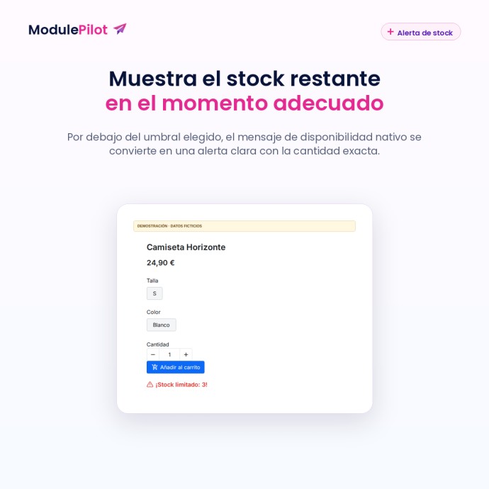 Muestra el stock restante en el momento adecuado
