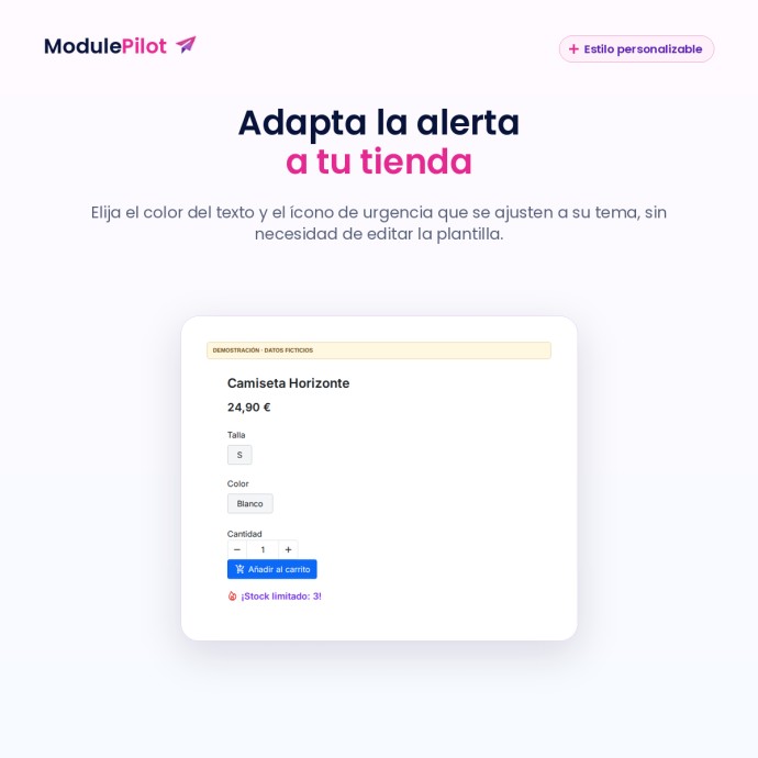 Adapta la alerta a tu tienda