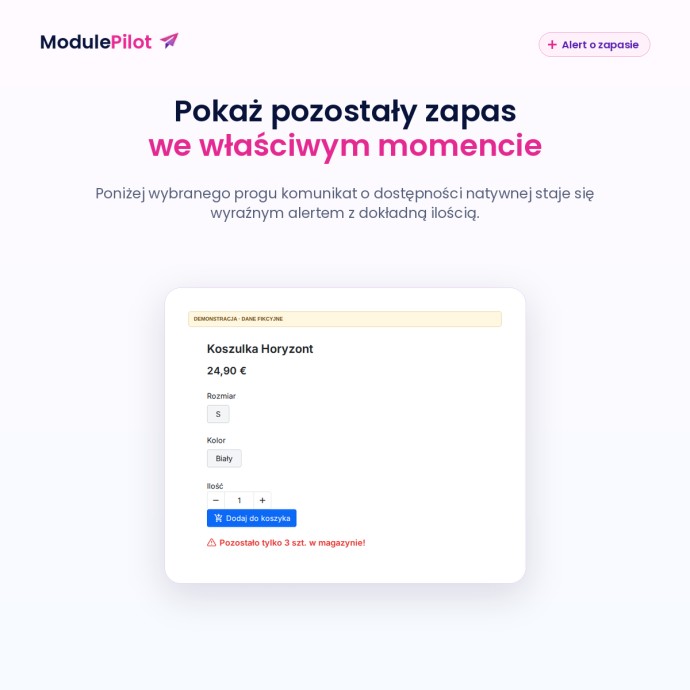 Pokaż pozostały zapas we właściwym momencie