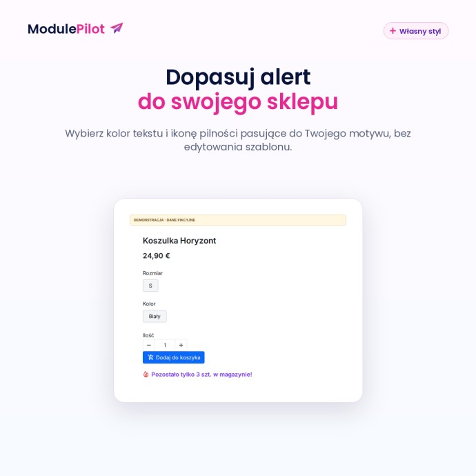 Dopasuj alert do swojego sklepu