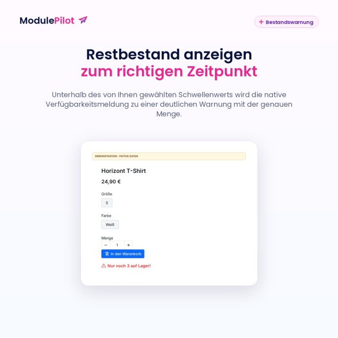 Restbestand anzeigen zum richtigen Zeitpunkt