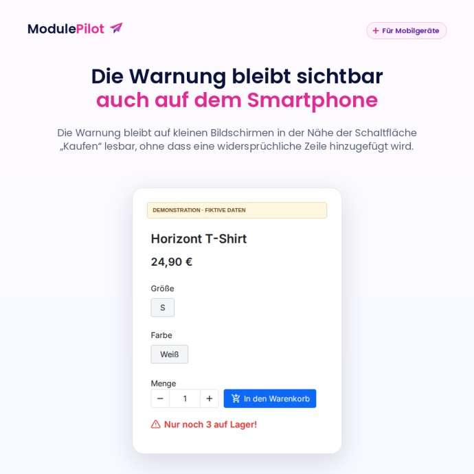Die Warnung bleibt sichtbar auch auf dem Smartphone