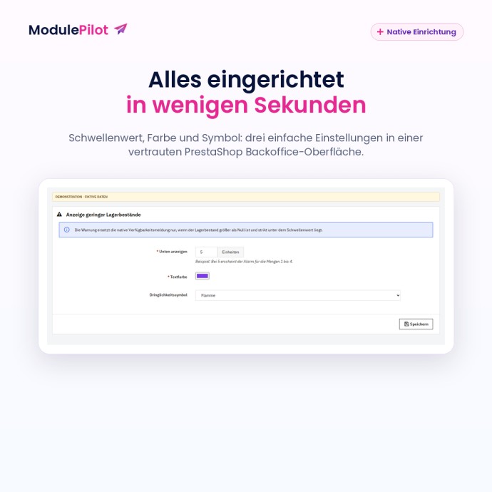 Alles eingerichtet in wenigen Sekunden