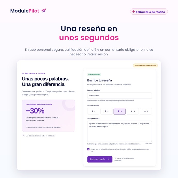 Una reseña en unos segundos