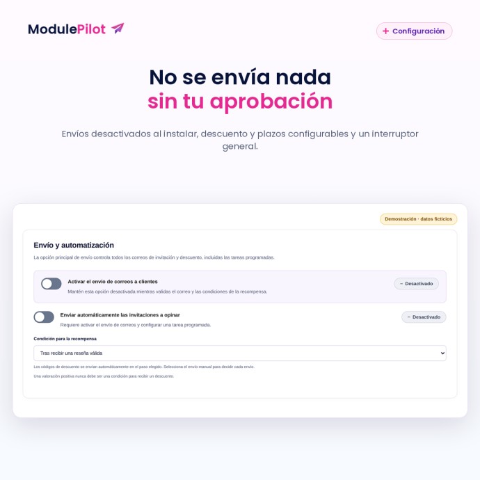 No se envía nada sin tu aprobación