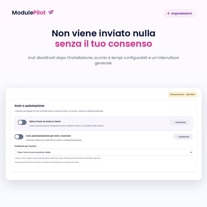 Non viene inviato nulla senza il tuo consenso