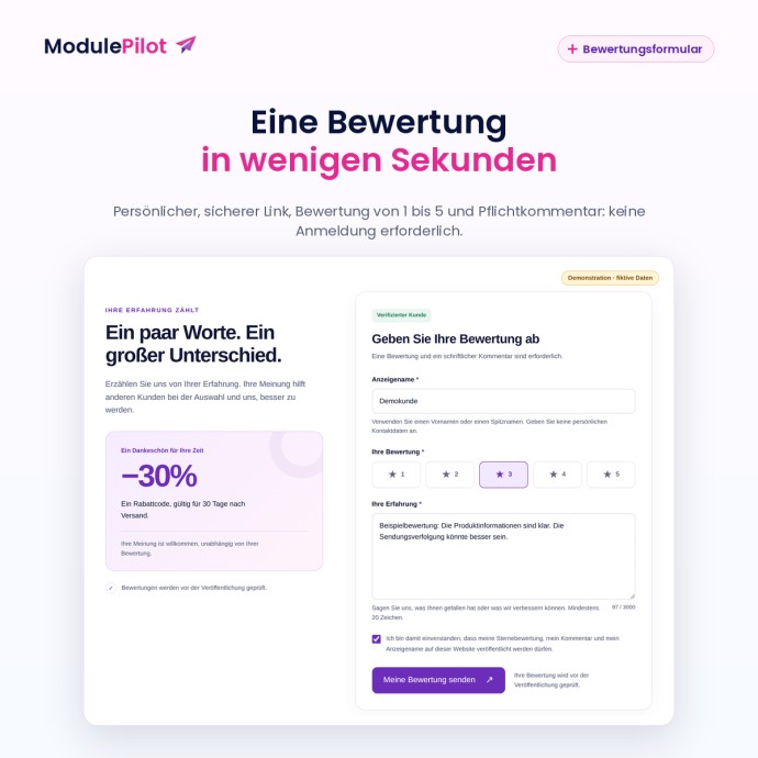 Eine Bewertung in wenigen Sekunden